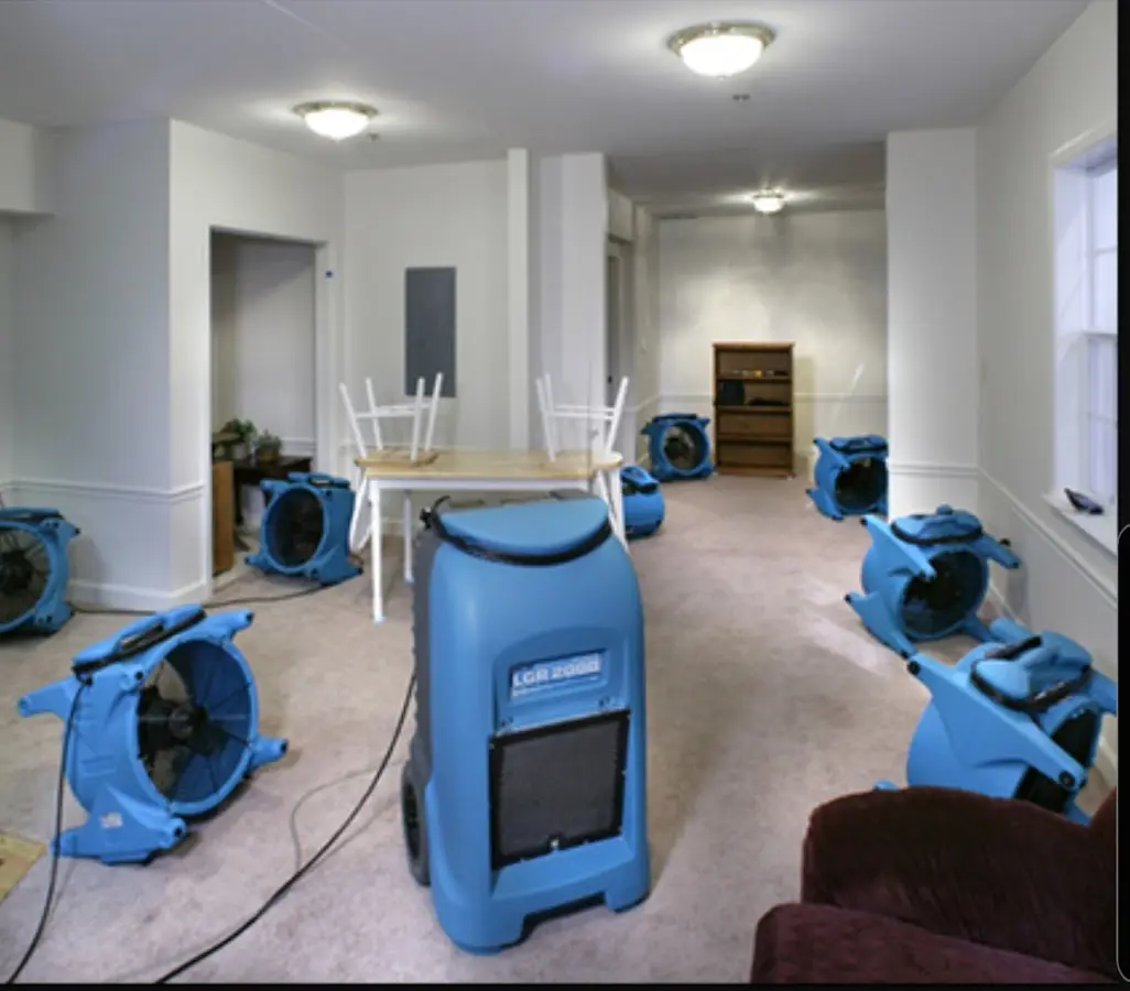 Air movers and dehumidifier setup for Water Extraction & Removal in Rock Springs